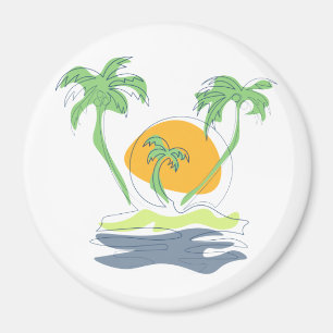 Die tropische Küste der Insel. Kontur Magnet