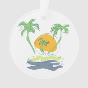 Die tropische Küste der Insel. Kontur Ornament