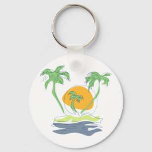 Die tropische Küste der Insel. Kontur Schlüsselanhänger