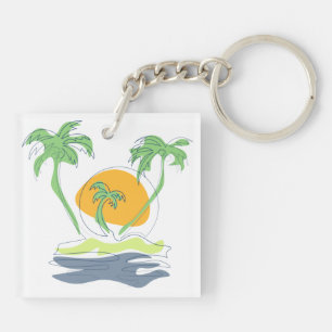 Die tropische Küste der Insel. Kontur Schlüsselanhänger