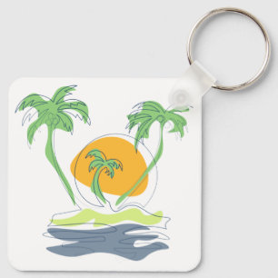 Die tropische Küste der Insel. Kontur Schlüsselanhänger