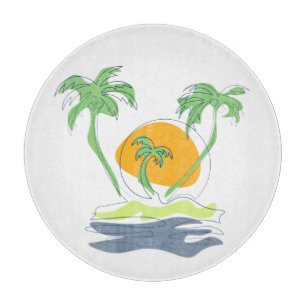 Die tropische Küste der Insel. Kontur Schneidebrett
