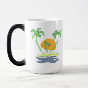Die tropische Küste der Insel. Kontur Verwandlungstasse