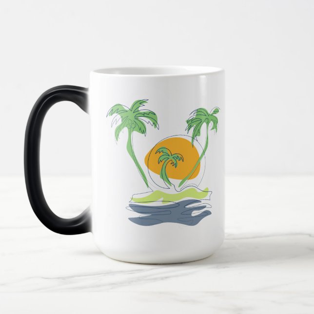 Die tropische Küste der Insel. Kontur Verwandlungstasse (Links)