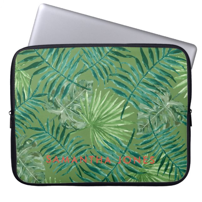 Die tropischen Blätter der grünen Palme Laptopschutzhülle (Vorderseite)