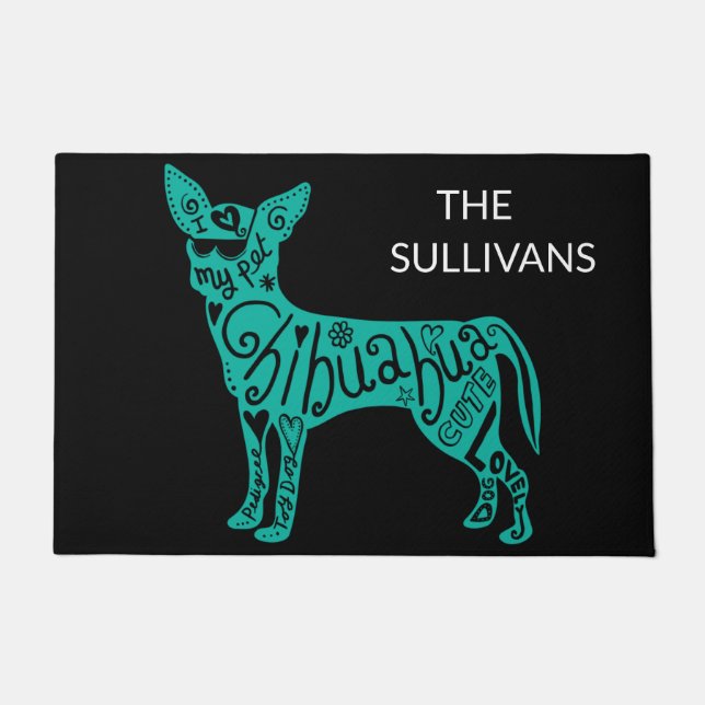 DIE TÜR "CHIHUAHUA" IST PERSONALISIERT. FUßMATTE (Vorderseite)