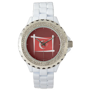 Die Türkei-Bürsten-Flagge Armbanduhr