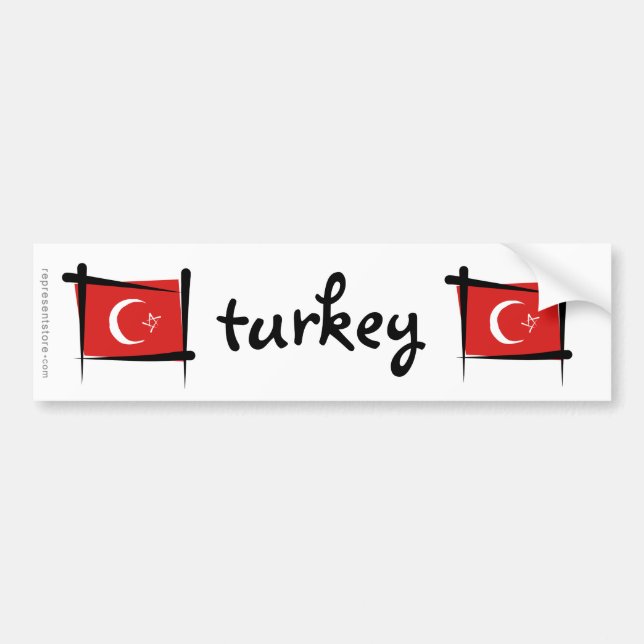 Die Türkei-Bürsten-Flagge Autoaufkleber (Vorne)