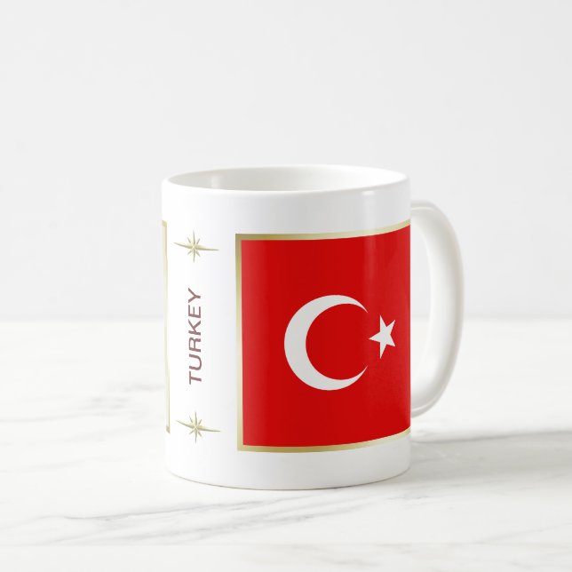 Die Türkei-Flagge + Karten-Tasse Kaffeetasse (VorderseiteRechts)
