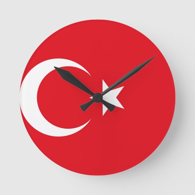 Die Türkei-Flagge Runde Wanduhr (Vorderseite)