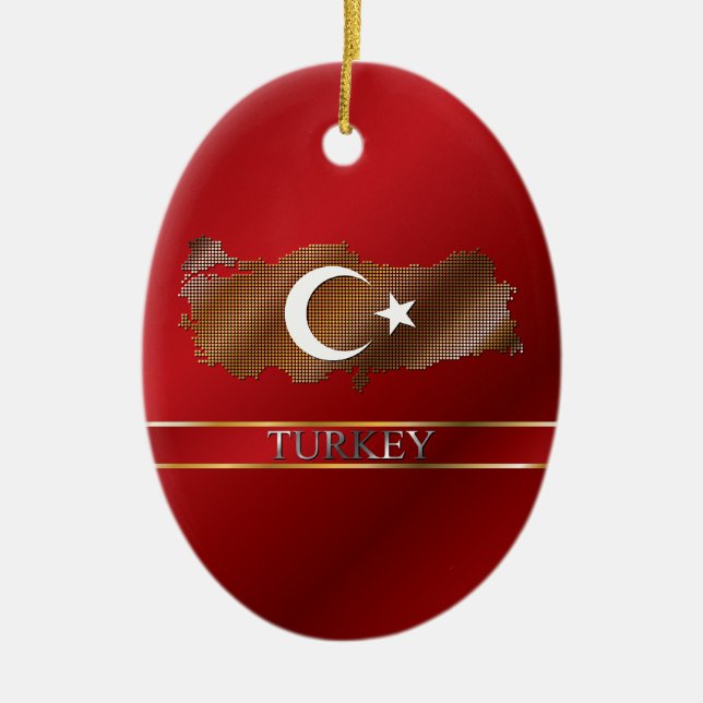 Die Türkei-Pixel-Karte und türkische Flagge Keramikornament (Vorne)