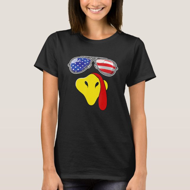 Die Türkei sieht Erntedank mit der US-Flaggensonne T-Shirt (Vorderseite)