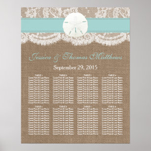 Die türkisfarbene Sand Dollar Beach Hochzeitskolle Poster