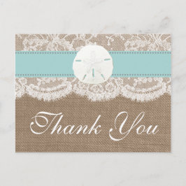 Die türkisfarbene Sand Dollar Beach Hochzeitskolle Postkarte