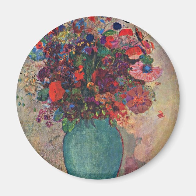 Die Türkisvase von Redon Odilon (beste Qualität) Magnet (Vorne)