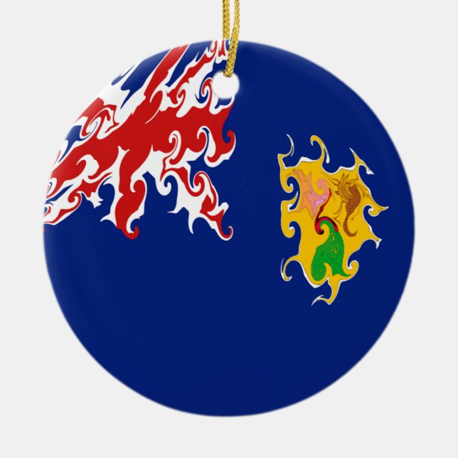 Die Turks- und Caicosinseln-Gnarly Flagge Keramik Ornament (Vorne)