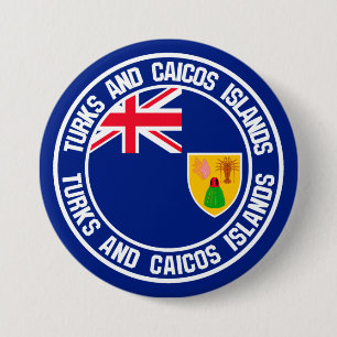 Die Turks- und Caicosinseln-rundes Emblem Button
