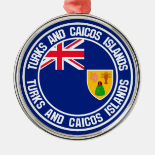 Die Turks- und Caicosinseln-rundes Emblem Ornament Aus Metall