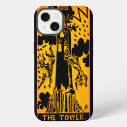 Die Turm Tarot Karte | Gold und Schwarz | iPhone Hülle