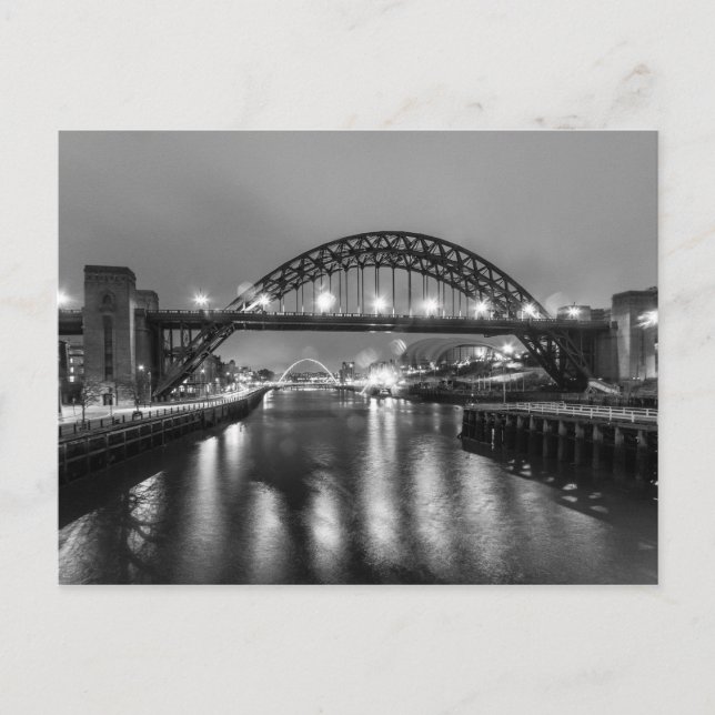 Die Tyne-Brücke in der Nacht Postkarte (Vorderseite)