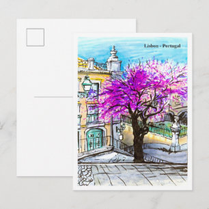 Die typische Lissabonner Straße Portugal Postkarte