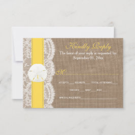 Die UAWG der Gelben Sand Dollar Hochzeitskollektio RSVP Karte