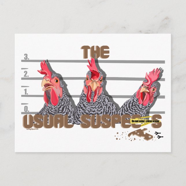 Die üblichen CHICKEN-Verdächtigen - Gesteinshühner Postkarte (Vorderseite)