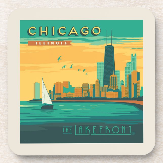 Die Uferpromenade | Chicago, Illinois Getränkeuntersetzer (Vorderseite)