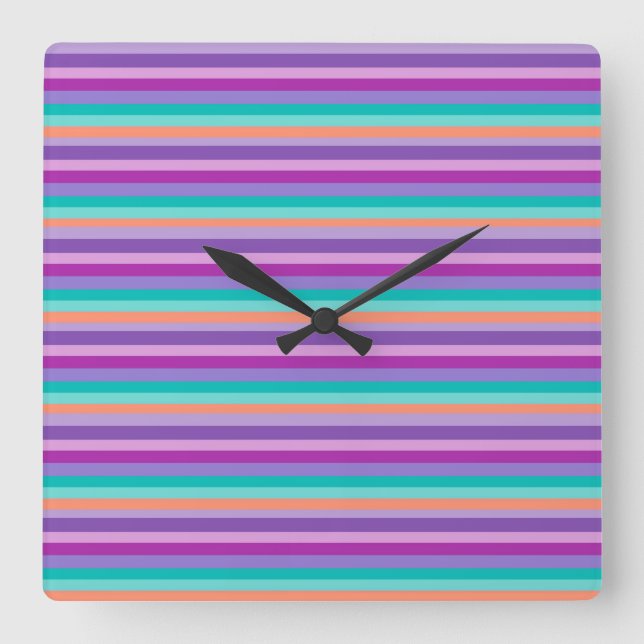 Die Uhr an der Wand farbenfrohe Lila Streifen (Vorderseite)