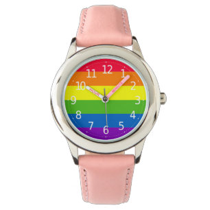 Die Uhr des einfachen bunten Regenbogen-Mädchens