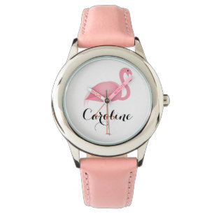 Die Uhr des rosa Flamingomädchens
