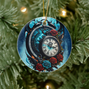 Die Uhr im Nebel der Unendlichkeit. Keramik Ornament