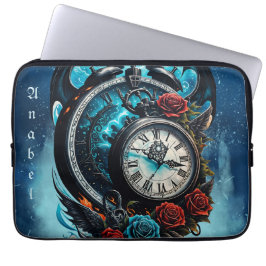 Die Uhr im Nebel der Unendlichkeit. Laptopschutzhülle