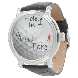 die Uhr roten Welpe Golfspielers