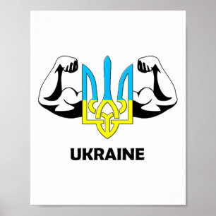 Die Ukraine ist Macht! Emblem der Ukraine. Dreizac Poster
