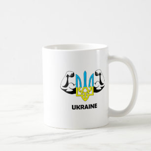 Die Ukraine ist stark! Emblem der Ukraine. Dreizac Kaffeetasse