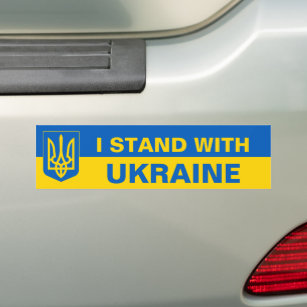 Die Ukraine unterstützt Wappen ukrainische Flagge Autoaufkleber
