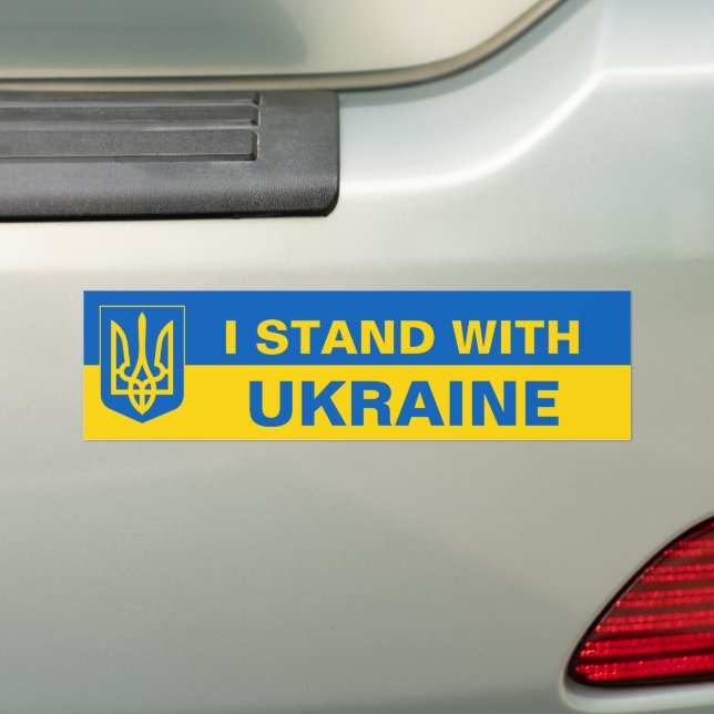 Die Ukraine unterstützt Wappen ukrainische Flagge Autoaufkleber (Auf Auto)