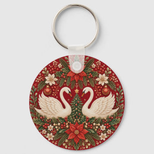 Die Umarmung der Weihnachtsschwäne Schlüsselanhänger