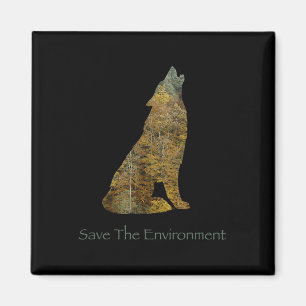 Die Umwelt-Wolf-Silhouette Umwelt gerettet Magnet