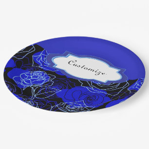 Die unerreichbaren blauen Rose Blumenpapier-Teller Pappteller