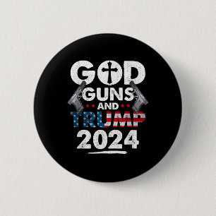 Die US-amerikanische Flagge von 2024 und Trump Button