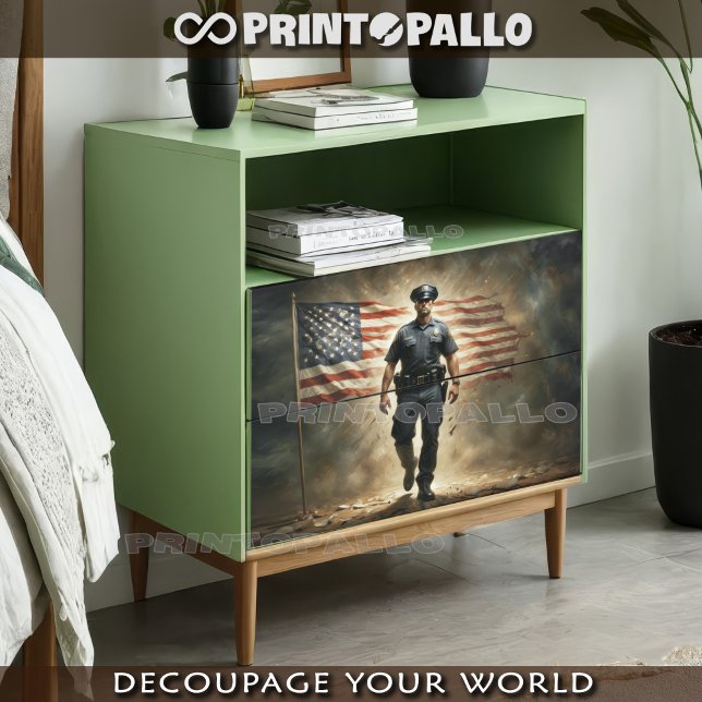 Die US-Flagge mit dem Polizeibeamten Agent schützt Seidenpapier (Von Creator hochgeladen)