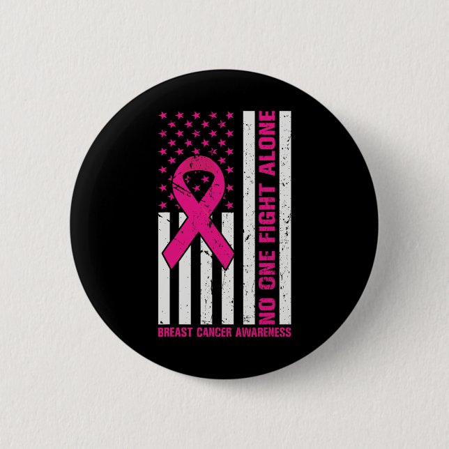 Die US-Flagge Rosa Band Niemand kämpft gegen Brust Button (Vorderseite)