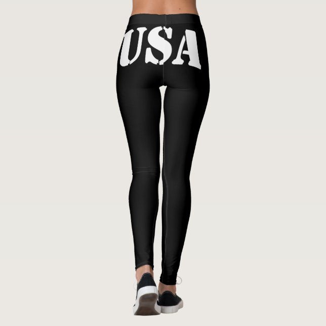 Die US-Flagge verblasst Glanzflagge Schwarze Leggi Leggings (Rückseite)