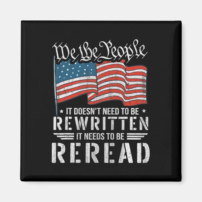 Die US-Flaggenverfassung der USA muss neu gelesen  Magnet (Vorne)
