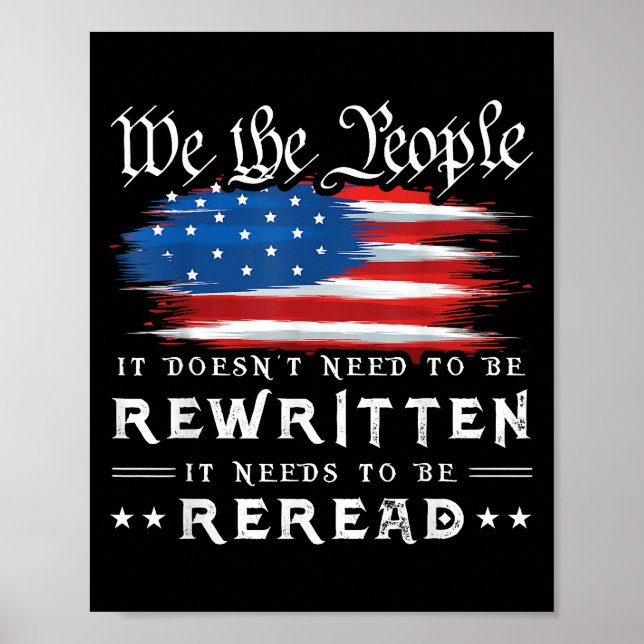 Die US-Flaggenverfassung der USA muss neu gelesen  Poster (Vorne)