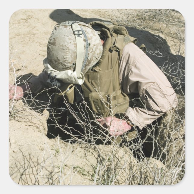 Die US-Marine springt ein Loch hinunter Quadratischer Aufkleber (Vorderseite)