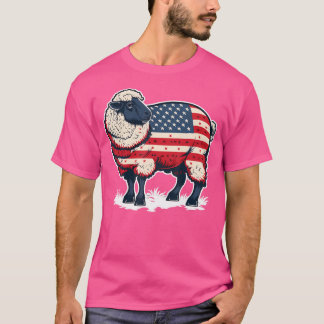Die USA am 4. Juli Schafe auf dem patriotischen am T-Shirt