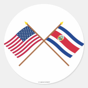 Die USA und Costa Rica überquerten die Fahnen Runder Aufkleber